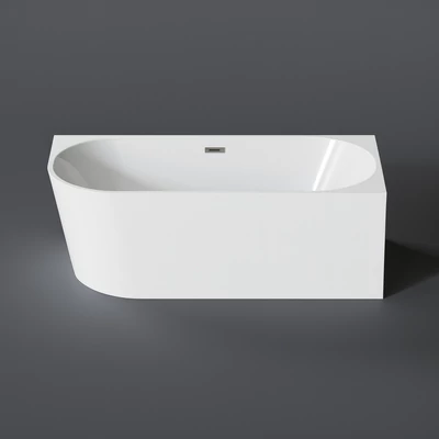 CORNER || Cadă de baie semi-freestanding, colț, dreapta, alb, 150x75x58 cm