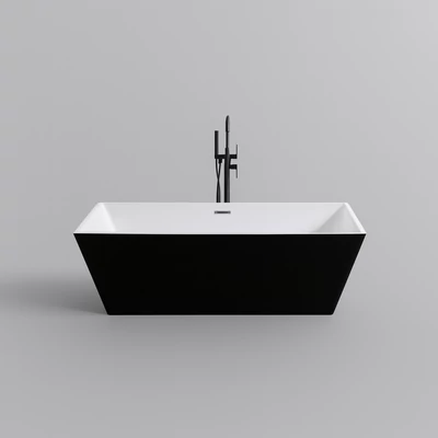 CUBE || Cadă de baie freestanding, negru-alb, 170x75x58 cm