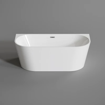 LANA || Cadă de baie semi-freestanding, pentru montaj lângă perete, alb, 160x80x58 cm