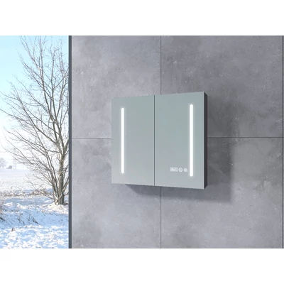 Sevilla || Gri antracit mat, dulap cu două uși, oglindă și iluminare LED 60 cm