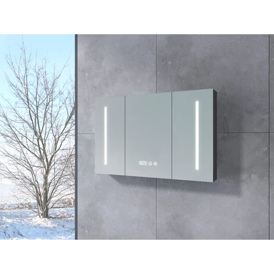 Vicenza || Gri antracit mat, dulap cu trei uși, oglindă și iluminare LED 100 cm