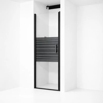 Madeira || Black Pattern 80 ușă de duș care se deschide, 190cm, 6mm