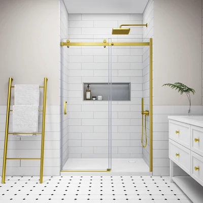 Milano || Gold ușă de duș glisantă, 120x195cm, 8mm