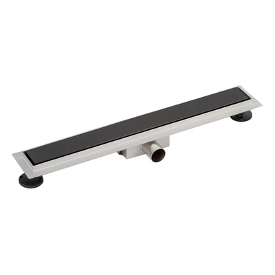 Granada || scurgere de duș cu capac din sticlă neagră, 60 cm