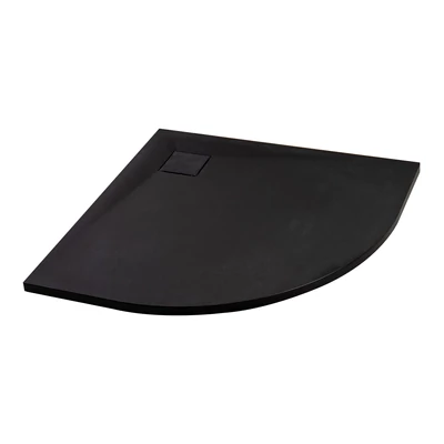 Cagliari || Black 80x80x2,6 cm tăviță de duș semicirculară, SMC, cu sifon inclus