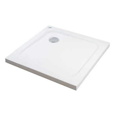 Coria || 80x80x 5 cm tăviță de duș pătrată, acrilică, cu sifon inclus