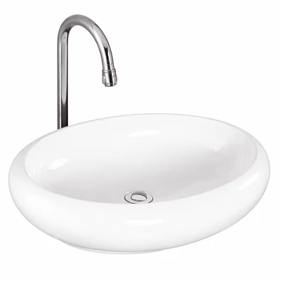 MERANO || Lavabou, de pus pe blat, ceramică, alb, oval