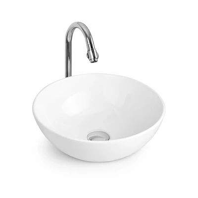 PARMA || Lavabou, de pus pe blat, ceramică, alb, rotund