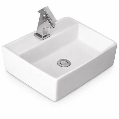 LINZ || Lavabou, de pus pe blat, ceramică, alb, colțuros