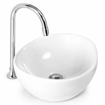ASTI || Lavabou adânc, de pus pe blat, ceramică, alb, rotund