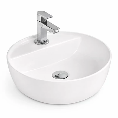 MONTERO || 40 Lavabou, de pus pe blat, ceramică, alb, rotunjit