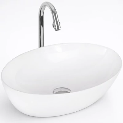 MONACO || Lavabou, de pus pe blat, ceramică, alb, oval