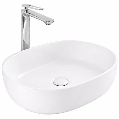 LIGNANO || Lavabou, de pus pe blat, ceramică, alb, oval