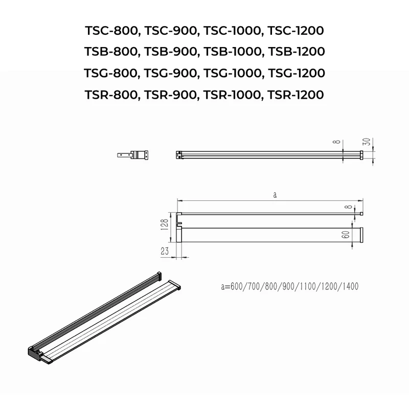 Rochelle || Black Suport pentru prosop și săpun 140 cm