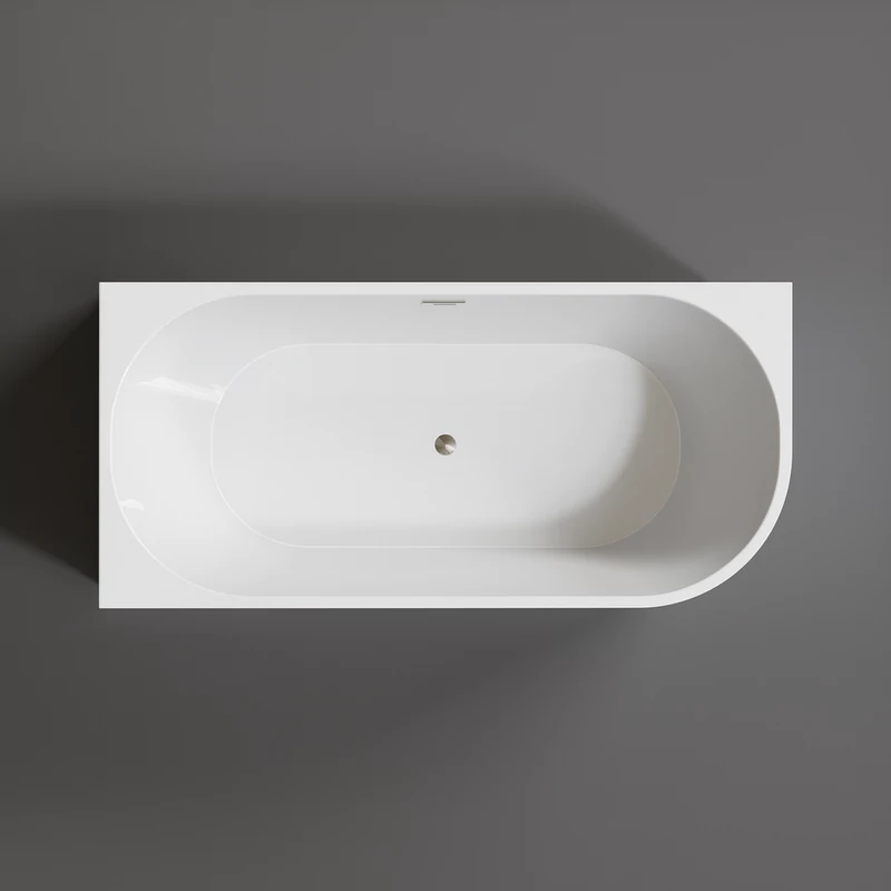 CORNER || Cadă de baie semi-freestanding, colț, stânga, alb, 150x75x58 cm