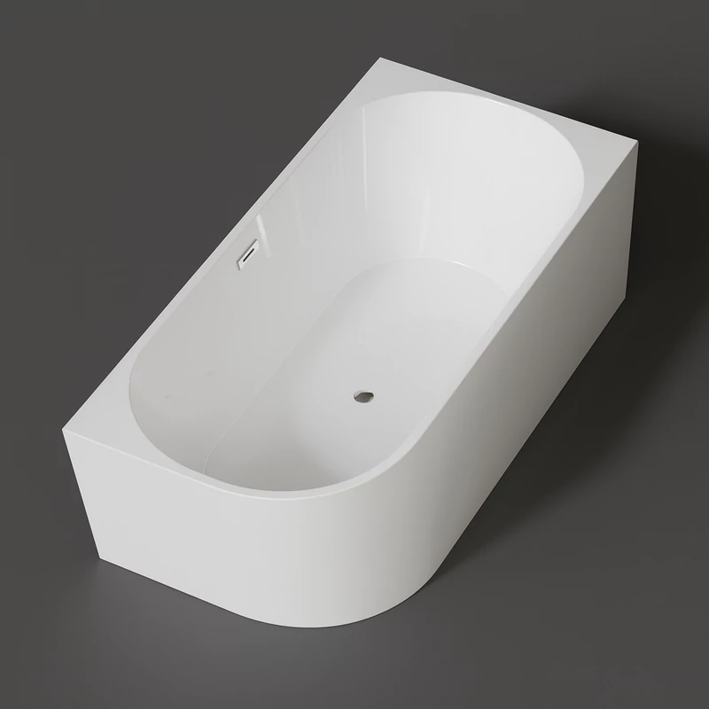 CORNER || Cadă de baie semi-freestanding, colț, dreapta, alb, 150x75x58 cm