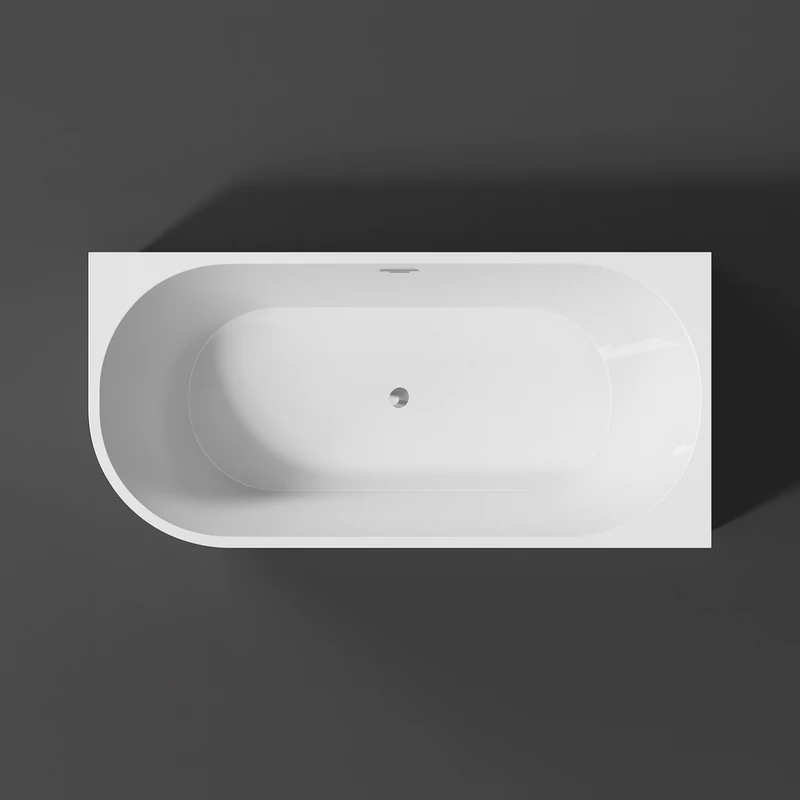 CORNER || Cadă de baie semi-freestanding, colț, dreapta, alb, 150x75x58 cm