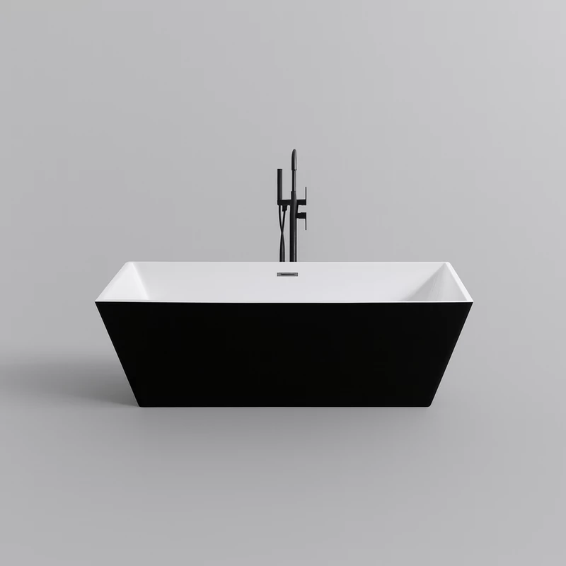 CUBE || Cadă de baie freestanding, negru-alb, 170x75x58 cm
