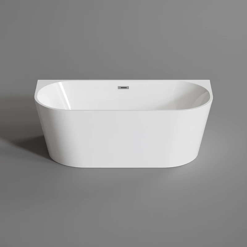 LANA || Cadă de baie semi-freestanding, pentru montaj lângă perete, alb, 160x80x58 cm