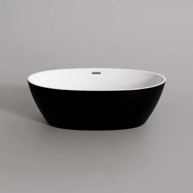 OVAL || Cadă de baie freestanding, negru-alb, 155x80x58 cm