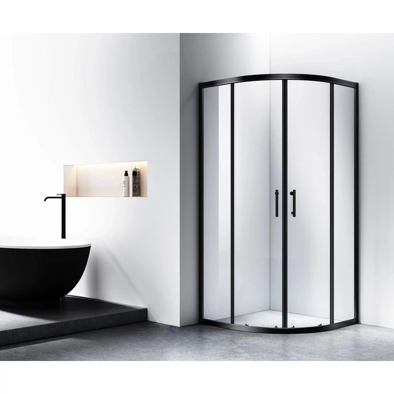 Murcia || Negru Cabină De Duș Semirotundă  80x80, 190cm, 6mm, NANO