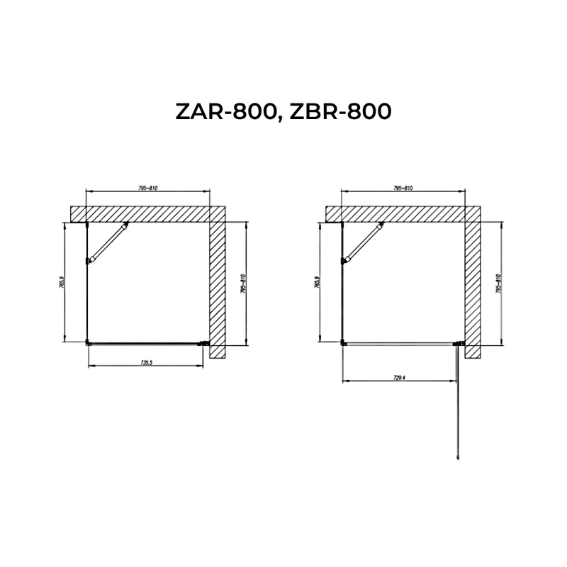 Rubio || Negru Cabină de duș 80x80, 195cm, 6mm