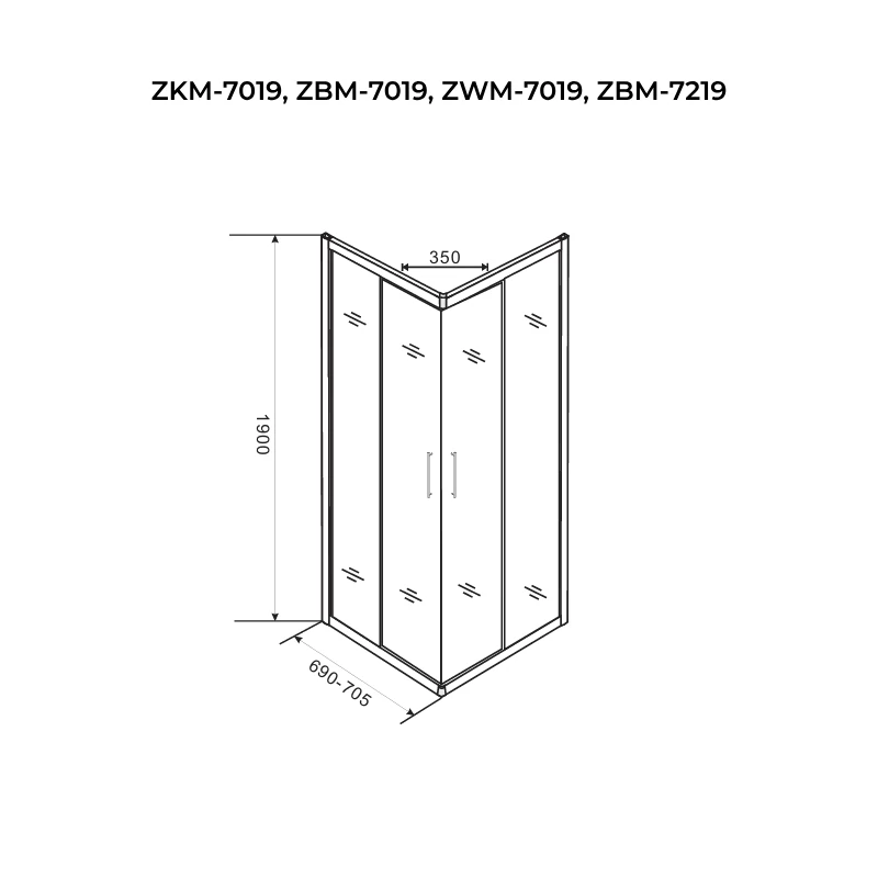 Toulon || 6mm Cabină de duș 70*70 190cm