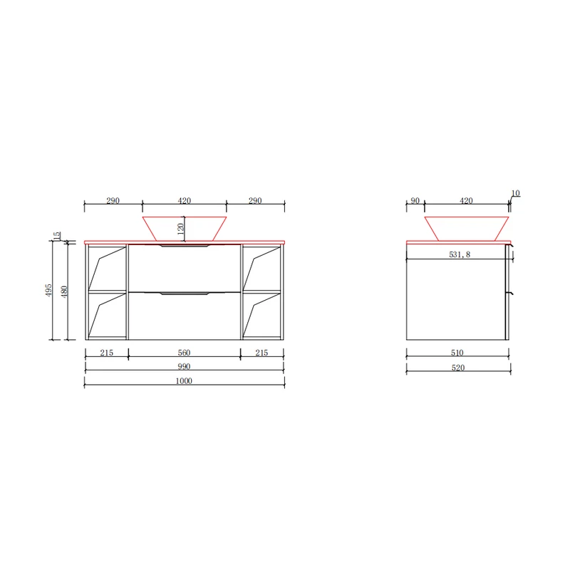 Rennes || White Dulap de baie cu lavoar