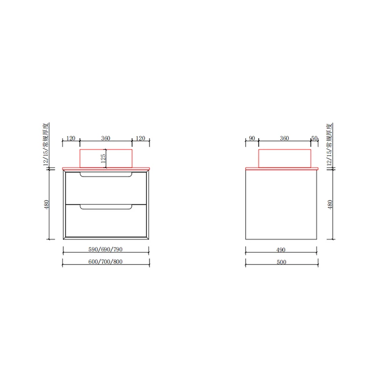 Genova White Dulap de baie cu lavoar 60 cm