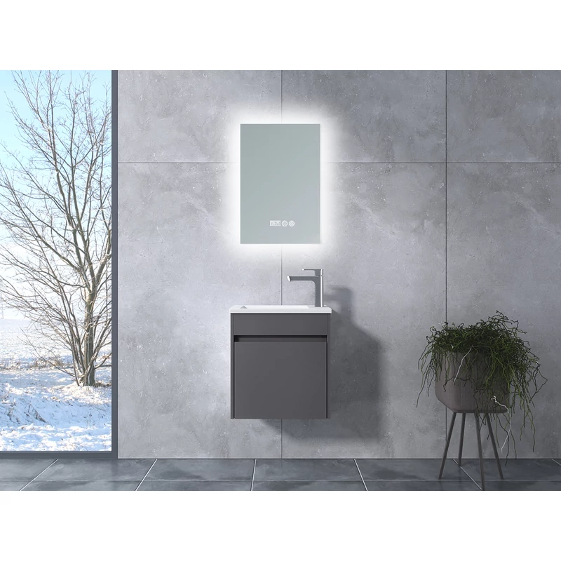 Zamora || Gri antracit mat, dulap de baie