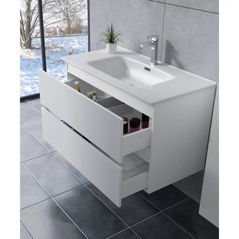Catania || White Dulap de baie cu lavoar 60cm
