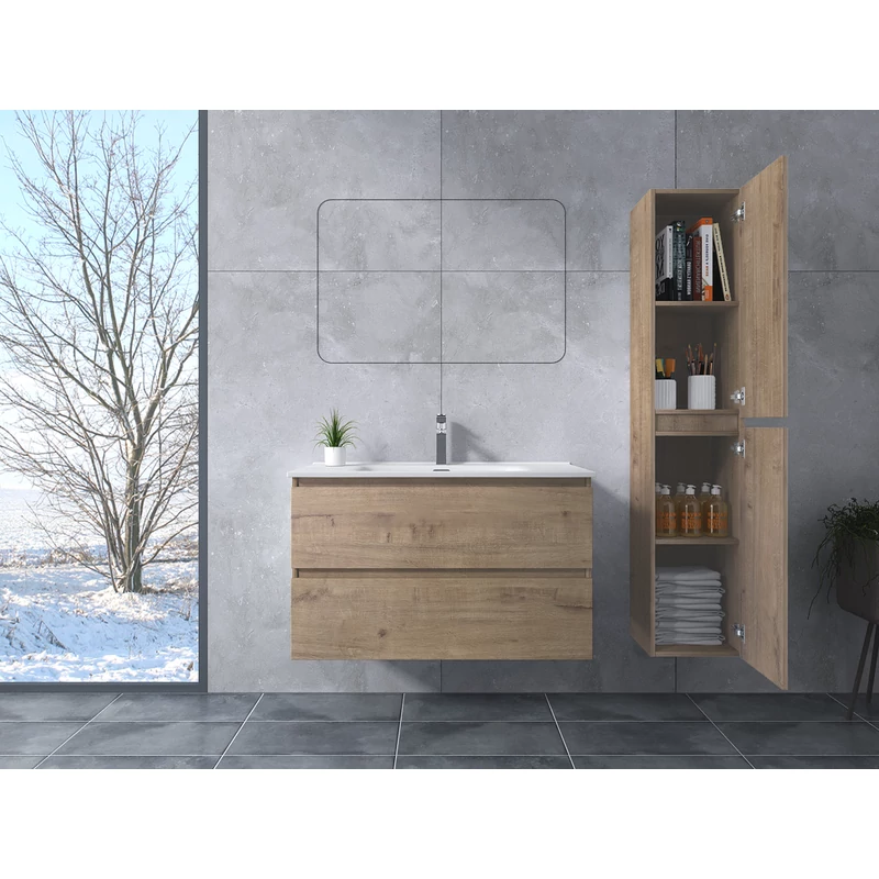 Catania Sonoma Dulap de baie cu lavoar 60cm