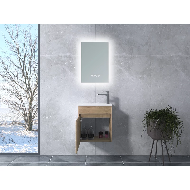 Zamora || Sonoma Dulap de baie cu lavoar și oglindă, LED