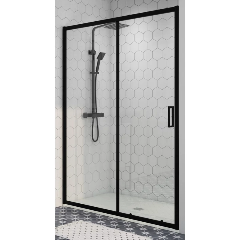 Elche || 130 Negru Ușă de duș, 190cm, 6mm