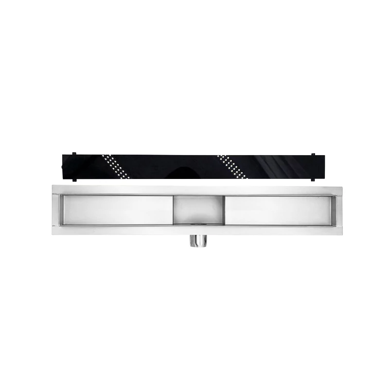 Granada scurgere de duș cu capac din sticlă neagră, 60 cm