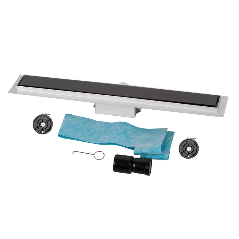 Granada || scurgere de duș cu capac din sticlă neagră, 60 cm