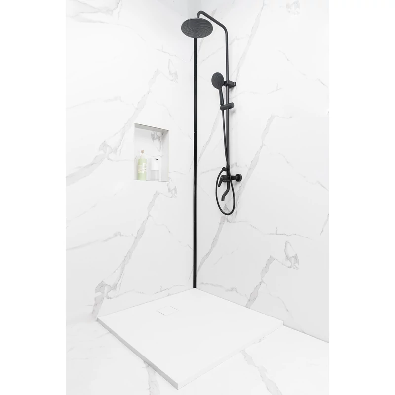 Cagliari || White 80x80x2,6 cm tăviță de duș pătrată, SMC, cu sifon inclus