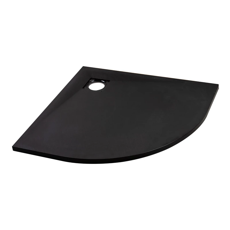 Cagliari || Black 80x80x2,6 cm tăviță de duș semicirculară, SMC, cu sifon inclus