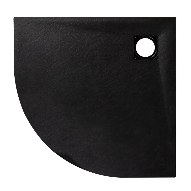 Cagliari || Black 80x80x2,6 cm tăviță de duș semicirculară, SMC, cu sifon inclus