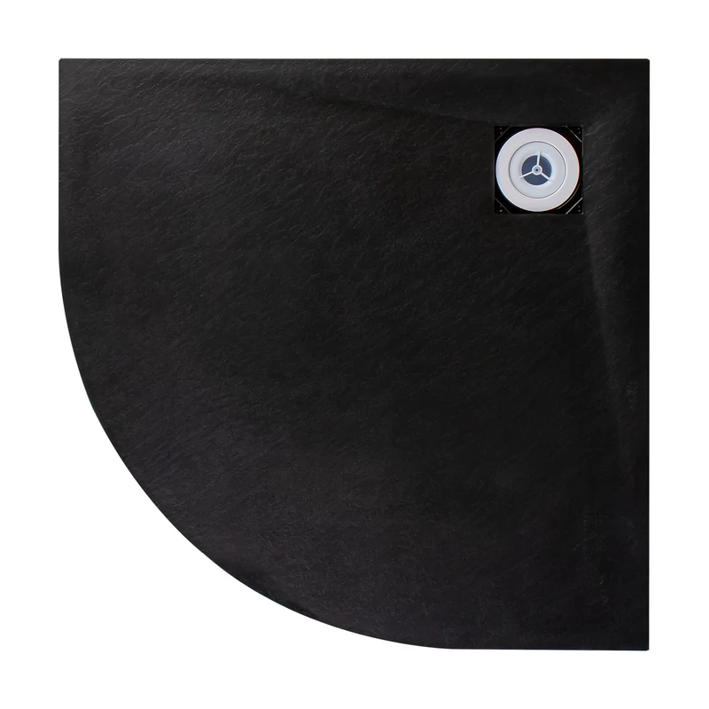 Cagliari || Black 80x80x2,6 cm tăviță de duș semicirculară, SMC, cu sifon inclus