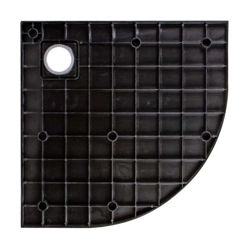 Cagliari || Black 80x80x2,6 cm tăviță de duș semicirculară, SMC, cu sifon inclus