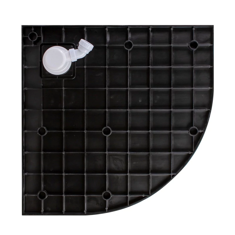 Cagliari || Black 80x80x2,6 cm tăviță de duș semicirculară, SMC, cu sifon inclus