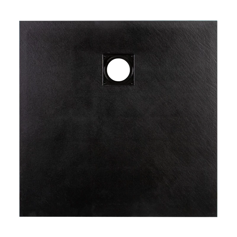 Cagliari || Black 80x80x2,6 cm tăviță de duș pătrată, SMC, cu sifon inclus