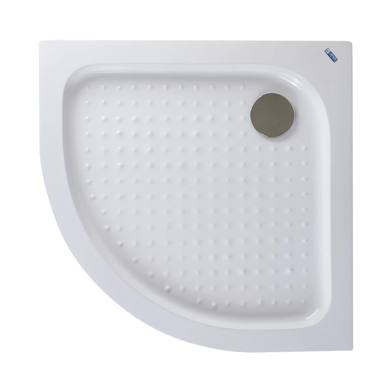 Almagro || 80x80x13,5 cm tăviță de duș semicirculară, acrilică, cu sifon inclus