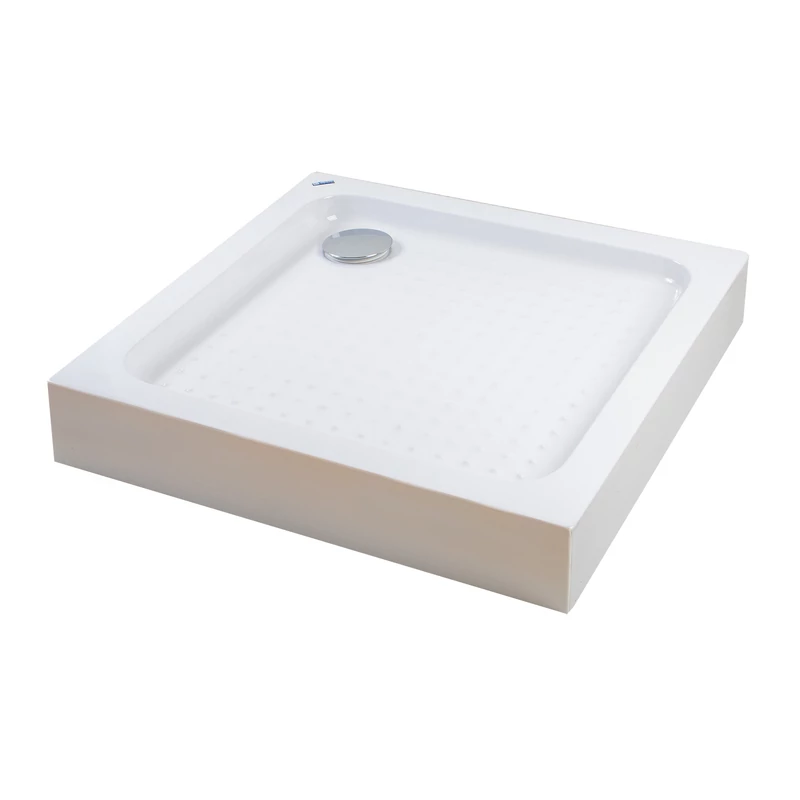 Almagro || 80x80x13,5 cm tăviță de duș pătrată, acrilică, cu sifon inclus