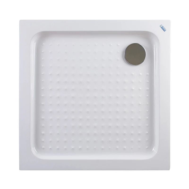 Almagro || 80x80x13,5 cm tăviță de duș pătrată, acrilică, cu sifon inclus
