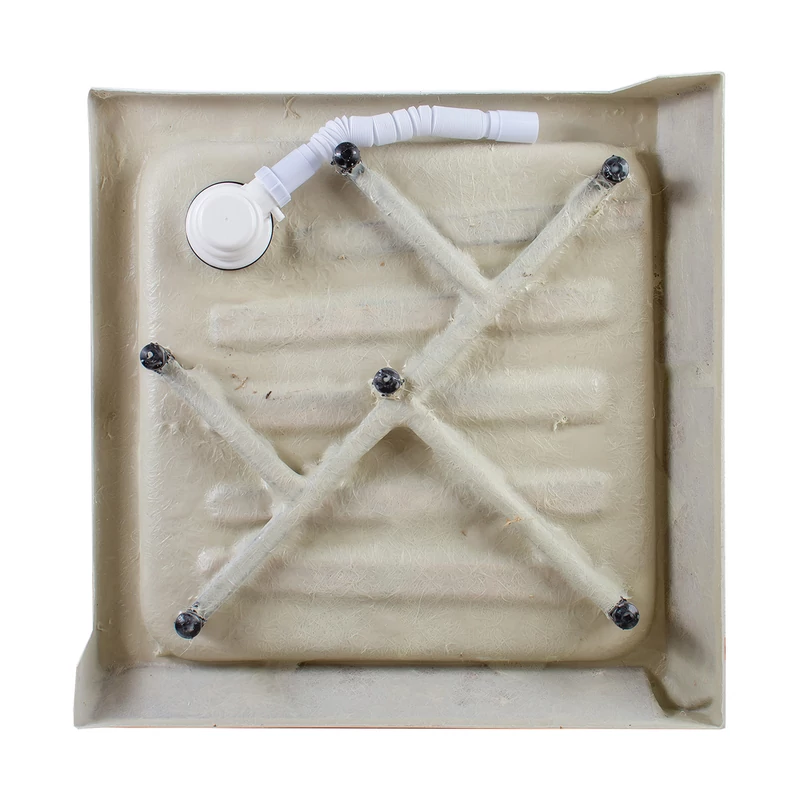 Almagro || 80x80x13,5 cm tăviță de duș pătrată, acrilică, cu sifon inclus