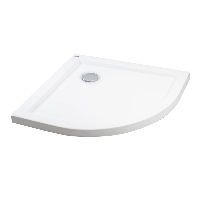 Coria 80x80x5 cm tăviță de duș semicirculară, acrilică, cu sifon inclus