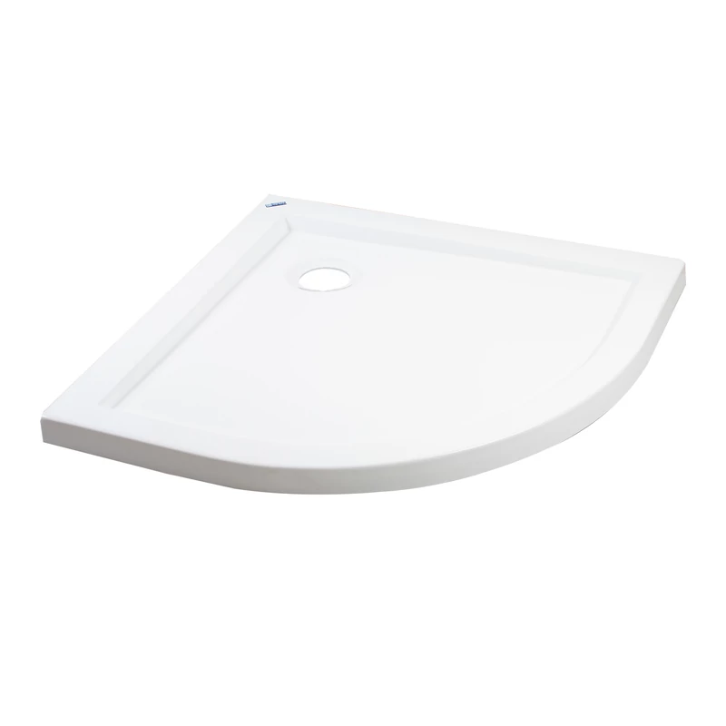 Coria 80x80x5 cm tăviță de duș semicirculară, acrilică, cu sifon inclus