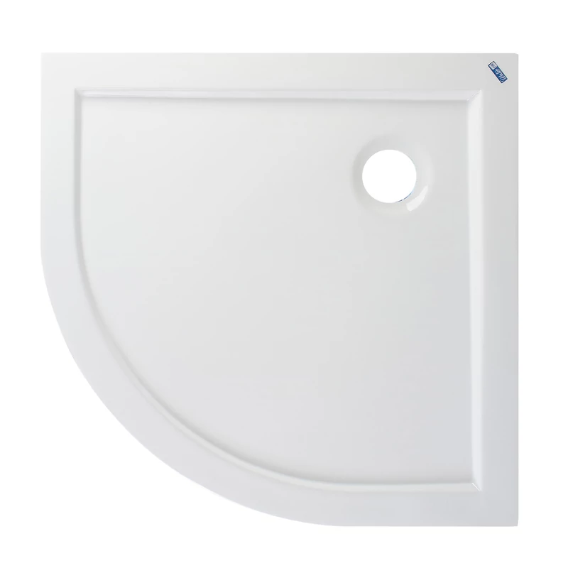 Coria 80x80x5 cm tăviță de duș semicirculară, acrilică, cu sifon inclus